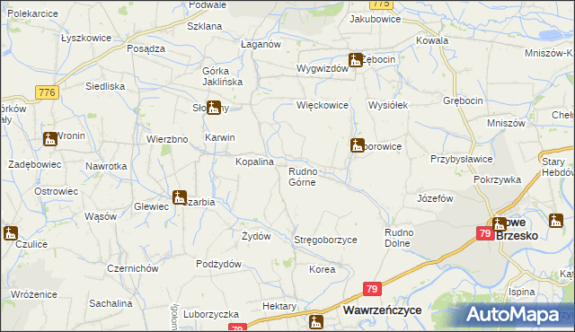 mapa Rudno Górne, Rudno Górne na mapie Targeo