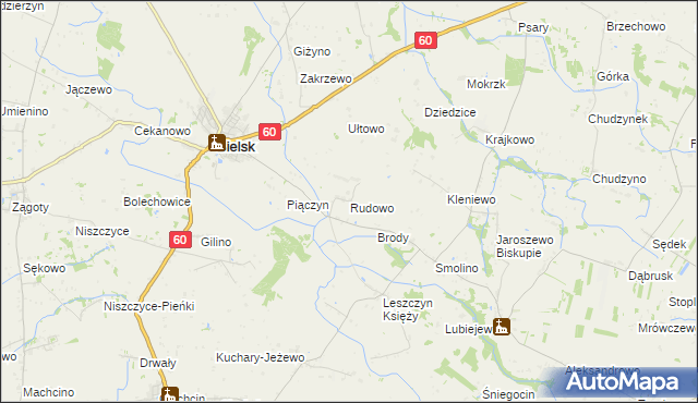 mapa Rudowo gmina Bielsk, Rudowo gmina Bielsk na mapie Targeo