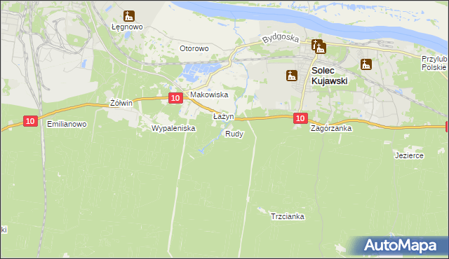 mapa Rudy gmina Solec Kujawski, Rudy gmina Solec Kujawski na mapie Targeo