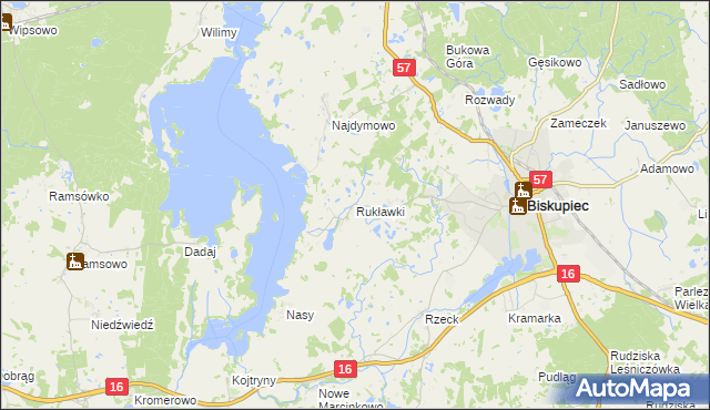 mapa Rukławki, Rukławki na mapie Targeo