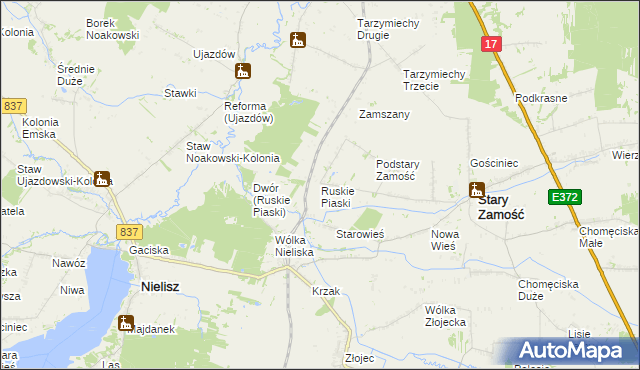 mapa Ruskie Piaski, Ruskie Piaski na mapie Targeo