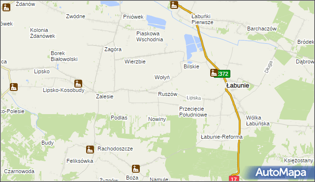 mapa Ruszów gmina Łabunie, Ruszów gmina Łabunie na mapie Targeo