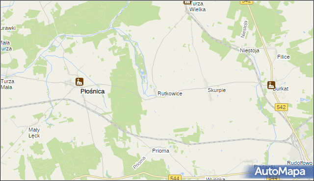 mapa Rutkowice gmina Płośnica, Rutkowice gmina Płośnica na mapie Targeo