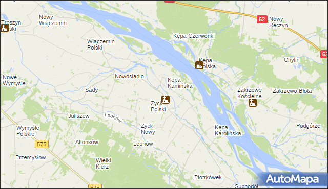 mapa Rybaki gmina Słubice, Rybaki gmina Słubice na mapie Targeo