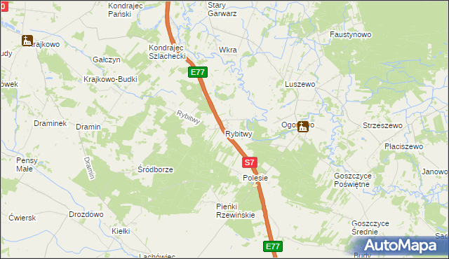 mapa Rybitwy gmina Baboszewo, Rybitwy gmina Baboszewo na mapie Targeo