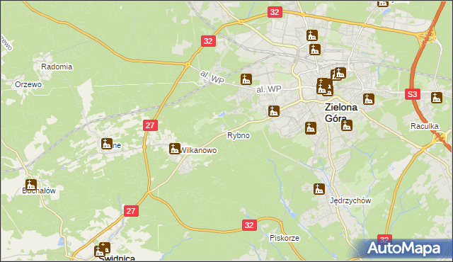 mapa Rybno gmina Świdnica, Rybno gmina Świdnica na mapie Targeo