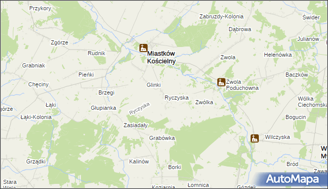 mapa Ryczyska, Ryczyska na mapie Targeo