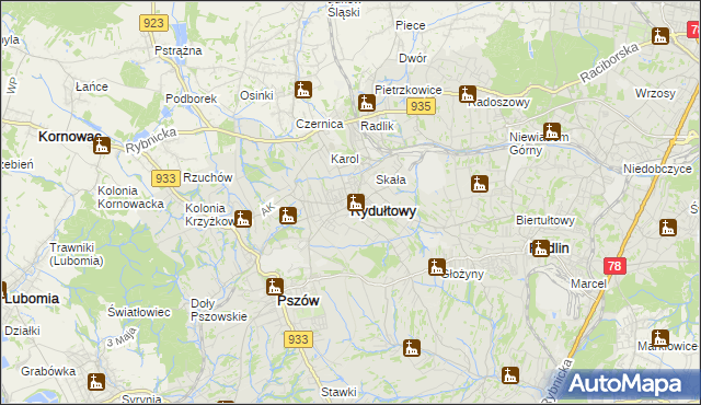 mapa Rydułtowy, Rydułtowy na mapie Targeo