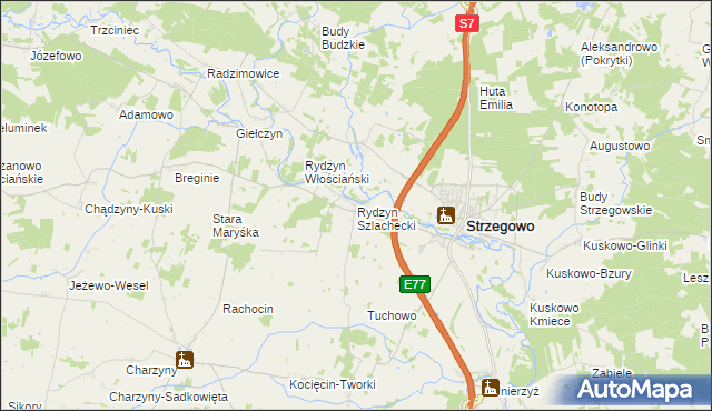 mapa Rydzyn Szlachecki, Rydzyn Szlachecki na mapie Targeo