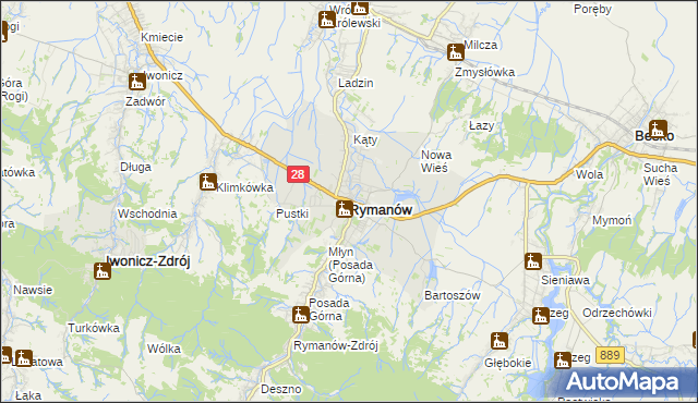 mapa Rymanów, Rymanów na mapie Targeo