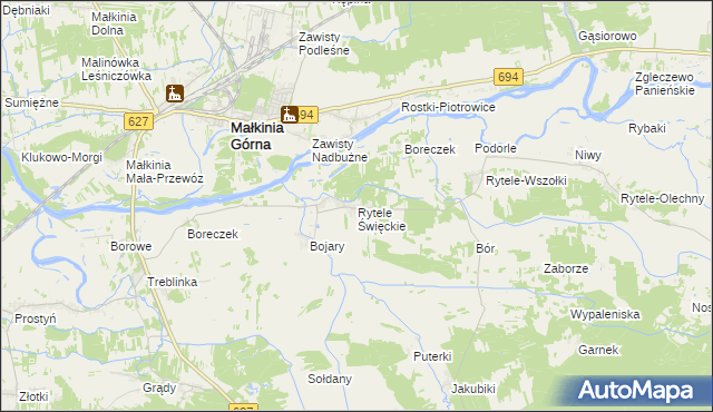 mapa Rytele Święckie, Rytele Święckie na mapie Targeo