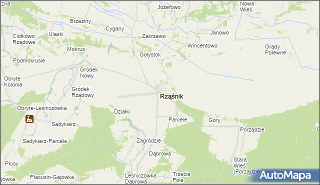 mapa Rząśnik powiat wyszkowski, Rząśnik powiat wyszkowski na mapie Targeo
