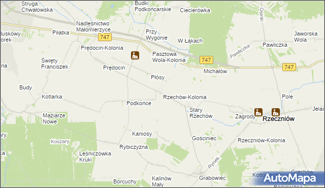 mapa Rzechów-Kolonia, Rzechów-Kolonia na mapie Targeo