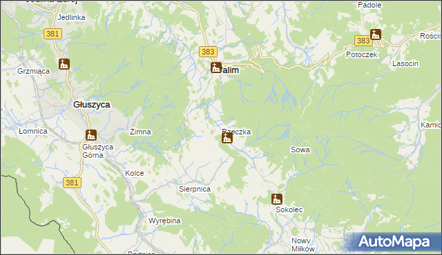 mapa Rzeczka gmina Walim, Rzeczka gmina Walim na mapie Targeo