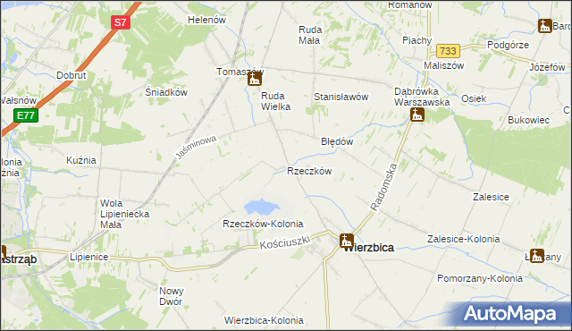 mapa Rzeczków gmina Wierzbica, Rzeczków gmina Wierzbica na mapie Targeo