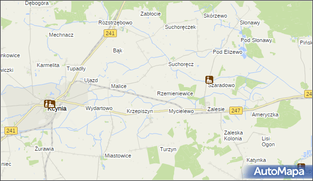 mapa Rzemieniewice gmina Kcynia, Rzemieniewice gmina Kcynia na mapie Targeo