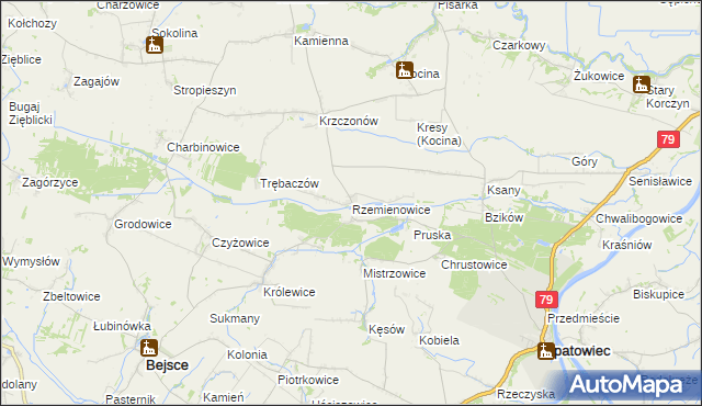 mapa Rzemienowice, Rzemienowice na mapie Targeo