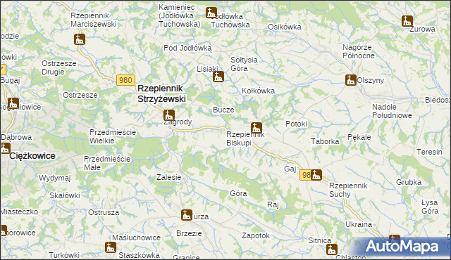 mapa Rzepiennik Biskupi, Rzepiennik Biskupi na mapie Targeo