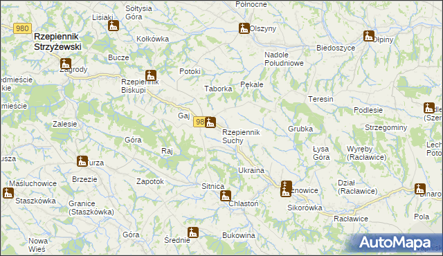 mapa Rzepiennik Suchy, Rzepiennik Suchy na mapie Targeo