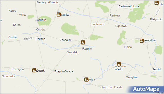 mapa Rzeplin gmina Ulhówek, Rzeplin gmina Ulhówek na mapie Targeo