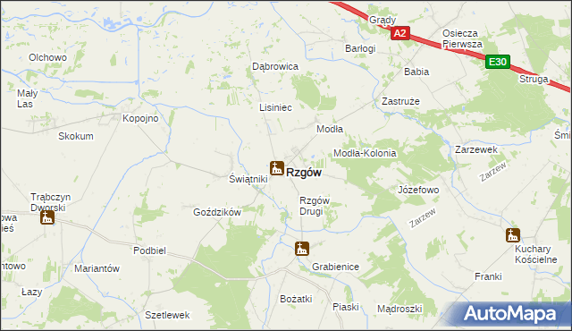 mapa Rzgów powiat koniński, Rzgów powiat koniński na mapie Targeo