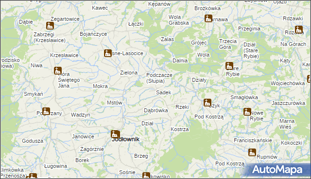 mapa Sadek gmina Jodłownik, Sadek gmina Jodłownik na mapie Targeo