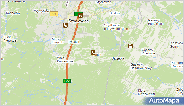 mapa Sadek gmina Szydłowiec, Sadek gmina Szydłowiec na mapie Targeo