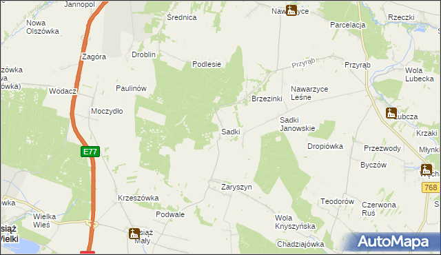 mapa Sadki gmina Wodzisław, Sadki gmina Wodzisław na mapie Targeo