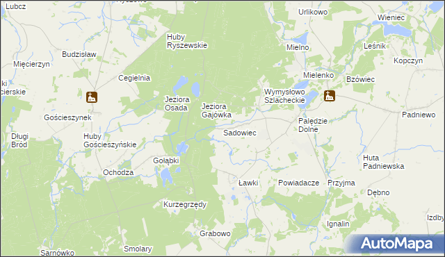 mapa Sadowiec gmina Mogilno, Sadowiec gmina Mogilno na mapie Targeo