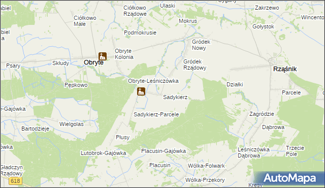 mapa Sadykierz gmina Obryte, Sadykierz gmina Obryte na mapie Targeo