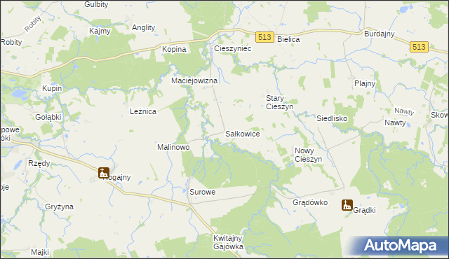 mapa Sałkowice, Sałkowice na mapie Targeo