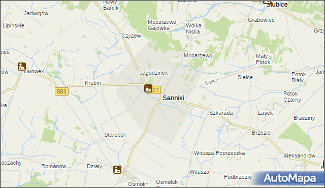 mapa Sanniki powiat gostyniński, Sanniki powiat gostyniński na mapie Targeo