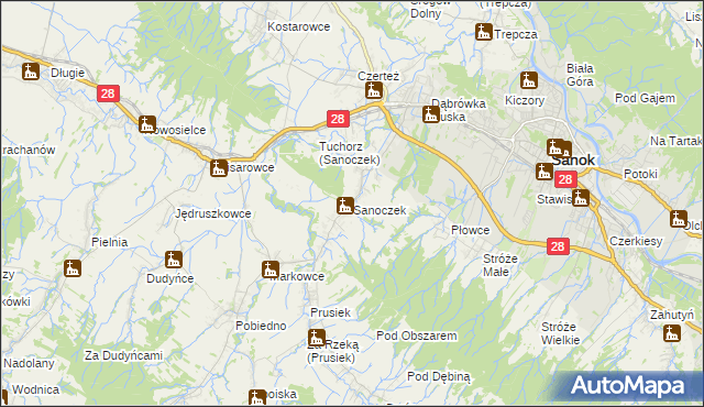 mapa Sanoczek, Sanoczek na mapie Targeo