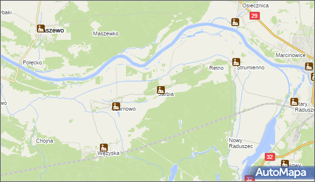 mapa Sarbia gmina Krosno Odrzańskie, Sarbia gmina Krosno Odrzańskie na mapie Targeo