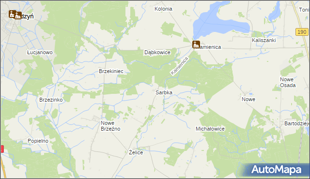 mapa Sarbka gmina Wągrowiec, Sarbka gmina Wągrowiec na mapie Targeo