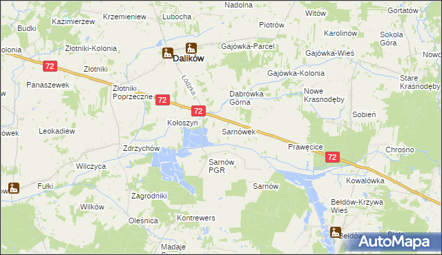 mapa Sarnówek gmina Dalików, Sarnówek gmina Dalików na mapie Targeo