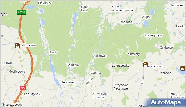 mapa Sarnówko gmina Rogowo, Sarnówko gmina Rogowo na mapie Targeo