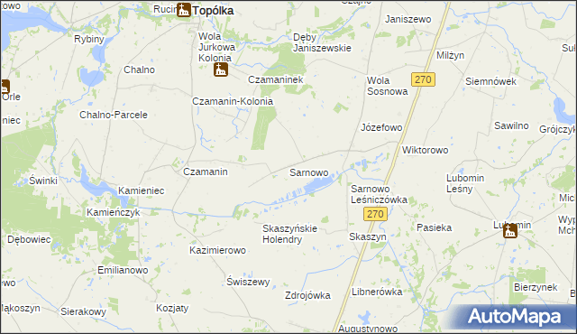 mapa Sarnowo gmina Lubraniec, Sarnowo gmina Lubraniec na mapie Targeo