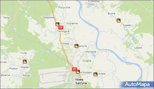 mapa Sarzyna, Sarzyna na mapie Targeo