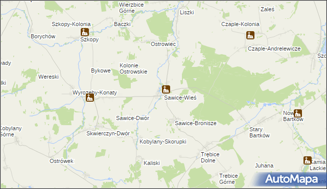 mapa Sawice-Wieś, Sawice-Wieś na mapie Targeo