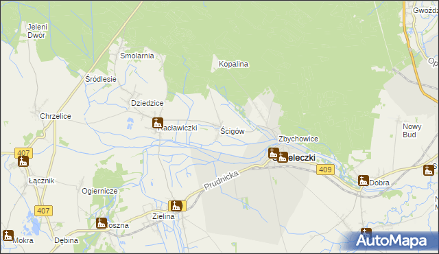 mapa Ścigów, Ścigów na mapie Targeo