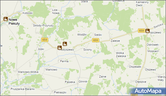 mapa Ściony, Ściony na mapie Targeo
