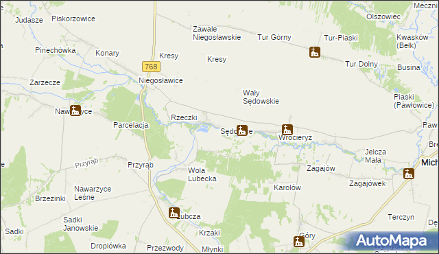 mapa Sędowice gmina Michałów, Sędowice gmina Michałów na mapie Targeo