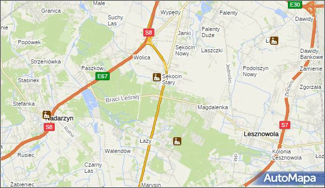 mapa Sękocin-Las, Sękocin-Las na mapie Targeo