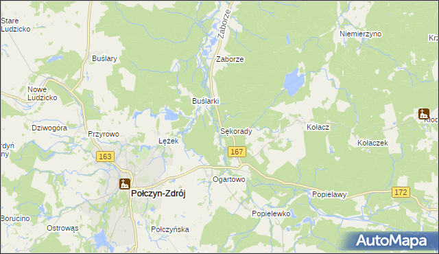 mapa Sękorady, Sękorady na mapie Targeo