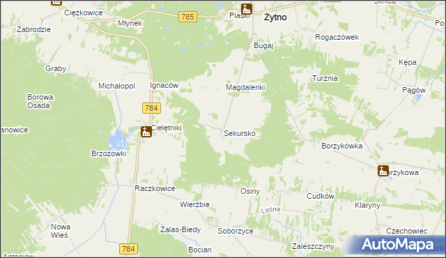 mapa Sekursko, Sekursko na mapie Targeo