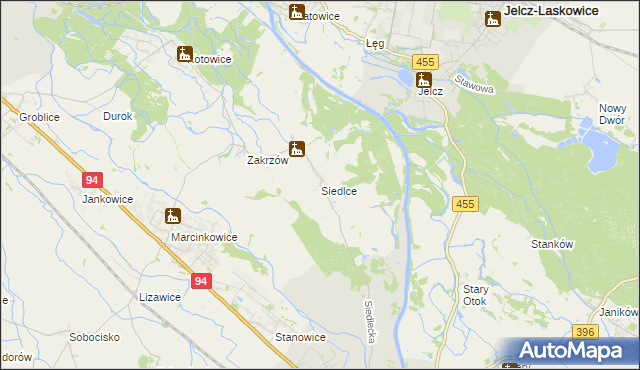 mapa Siedlce gmina Oława, Siedlce gmina Oława na mapie Targeo