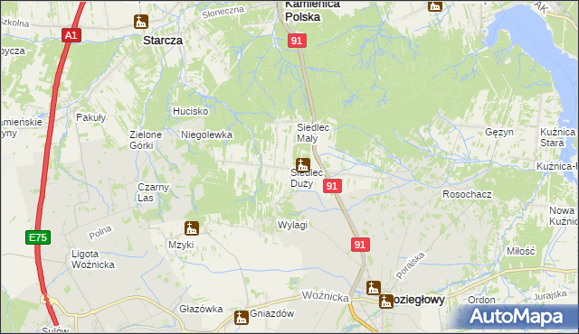 mapa Siedlec Duży, Siedlec Duży na mapie Targeo