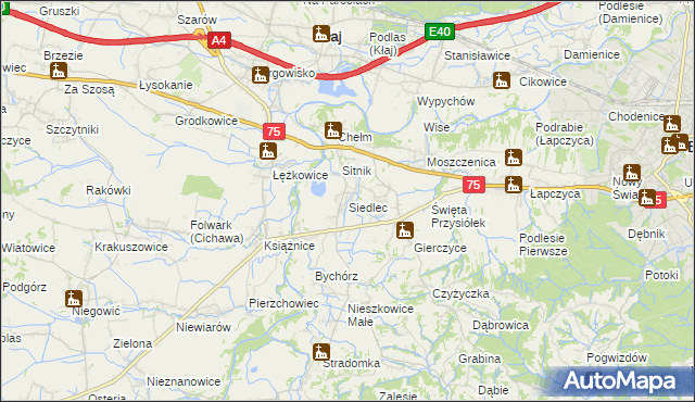 mapa Siedlec gmina Bochnia, Siedlec gmina Bochnia na mapie Targeo