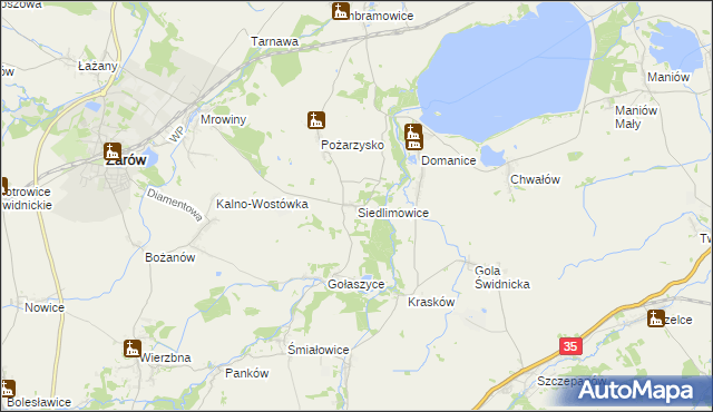 mapa Siedlimowice, Siedlimowice na mapie Targeo